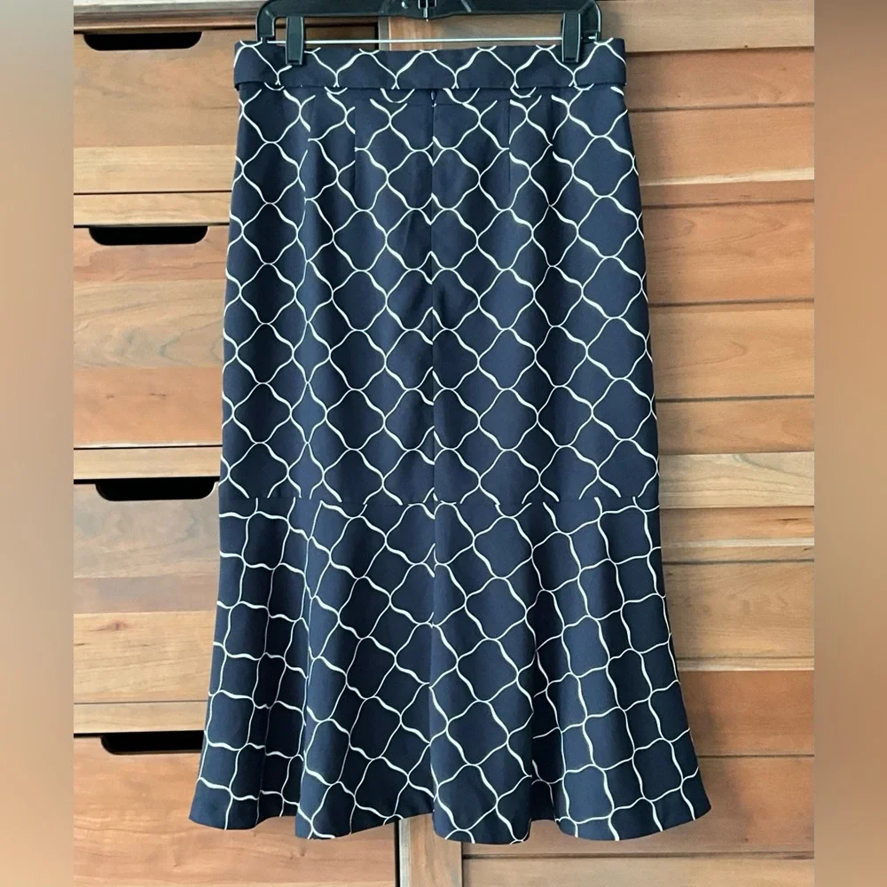 Ann Taylor Geo Tie Waist Flounce Pencil Skirt Size 6 - Picture 3 of 5